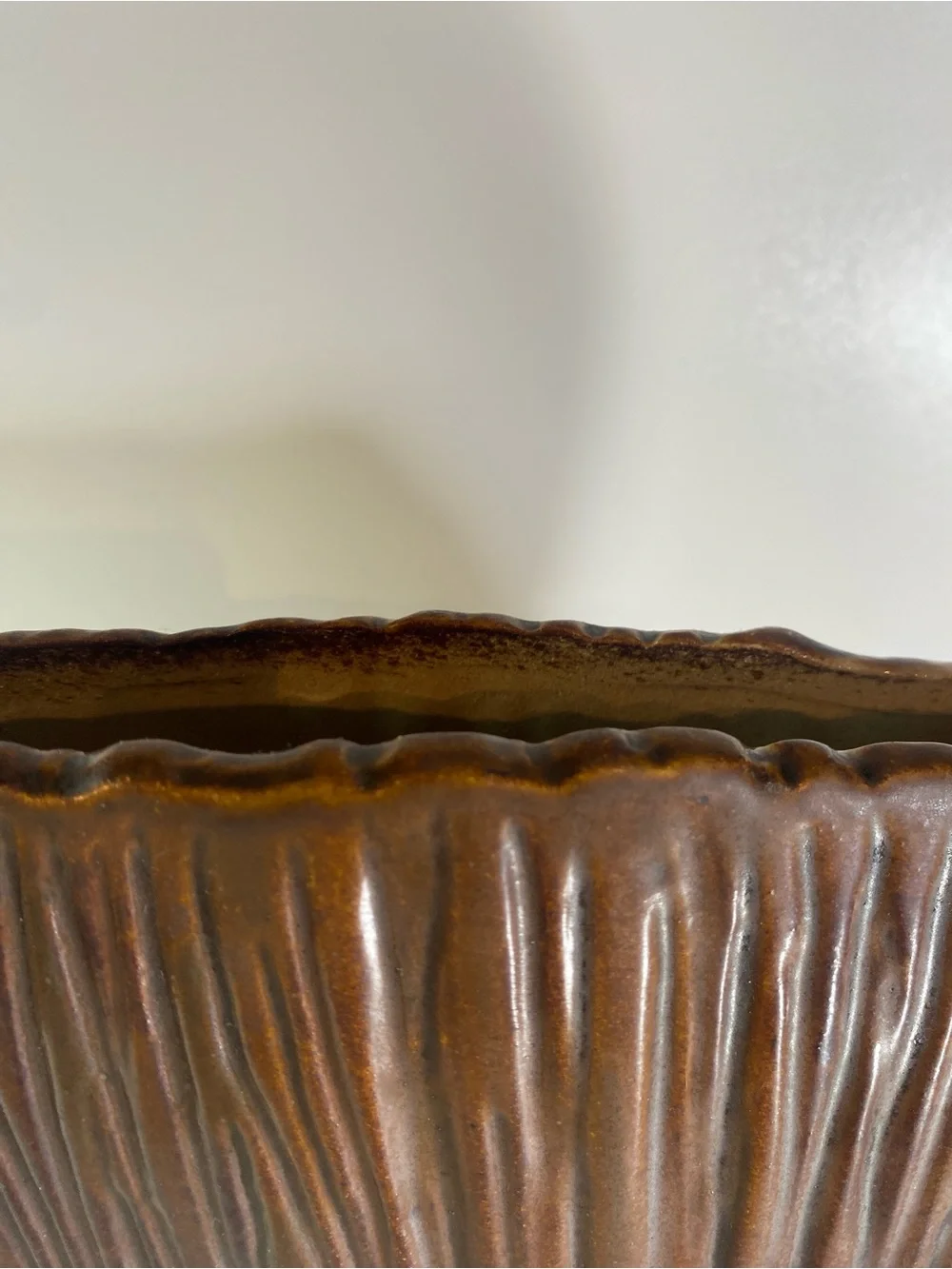 Pier 1 Brown Ribbed Narrow 12”x12” Vase